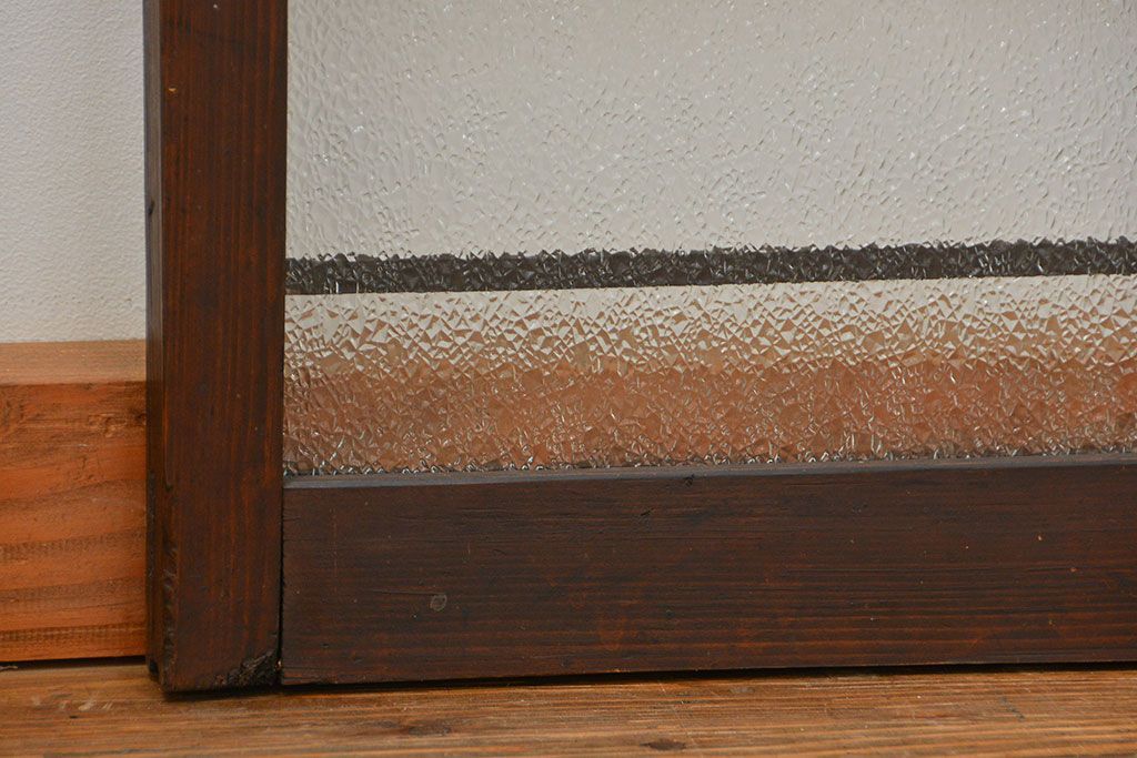 アンティーク 古い木の変り型ガラス窓　2枚セット　(ガラス戸、引き戸)