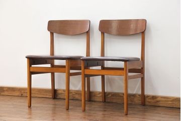 北欧家具 シンプルなデザイン　北欧ビンテージチェア2脚セット(1)(ミッドセンチュリー、椅子、イス)