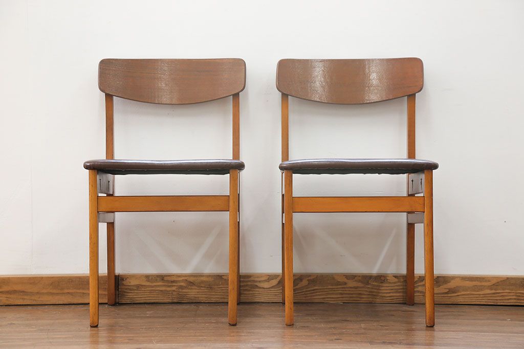 北欧家具 シンプルなデザイン　北欧ビンテージチェア2脚セット(1)(ミッドセンチュリー、椅子、イス)