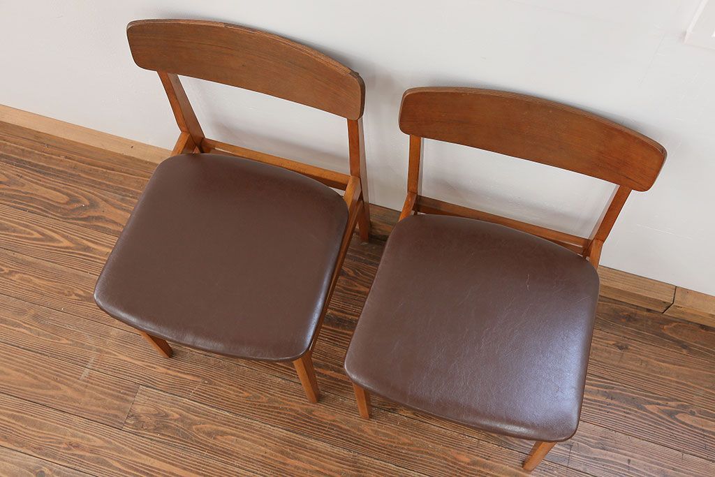 北欧家具 シンプルなデザイン　北欧ビンテージチェア2脚セット(1)(ミッドセンチュリー、椅子、イス)
