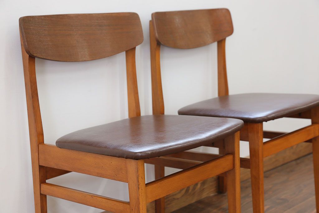 北欧家具 シンプルなデザイン　北欧ビンテージチェア2脚セット(1)(ミッドセンチュリー、椅子、イス)