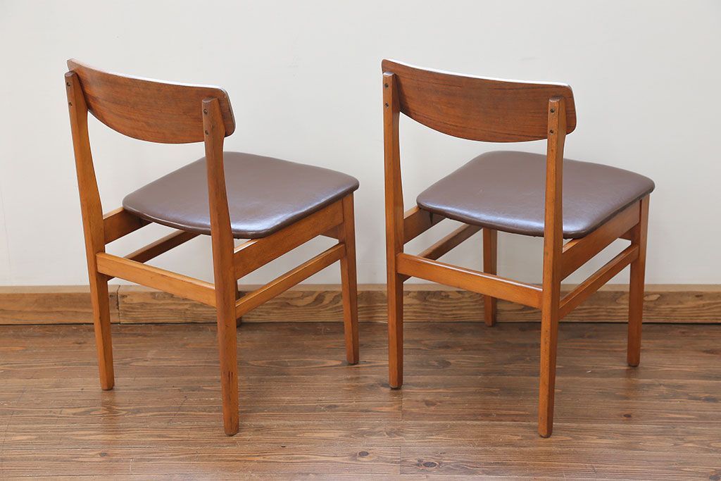 北欧家具 シンプルなデザイン　北欧ビンテージチェア2脚セット(1)(ミッドセンチュリー、椅子、イス)