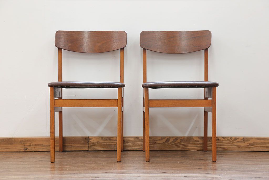 北欧家具 シンプルなデザイン　北欧ビンテージチェア2脚セット(2)(ミッドセンチュリー、椅子、イス)