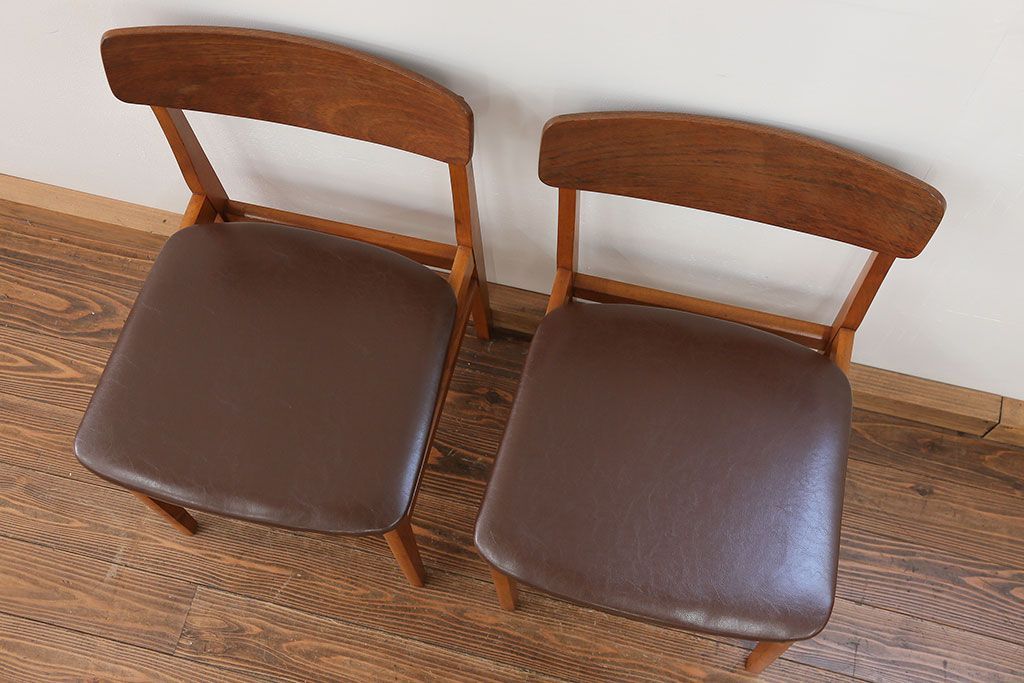 北欧家具 シンプルなデザイン　北欧ビンテージチェア2脚セット(2)(ミッドセンチュリー、椅子、イス)