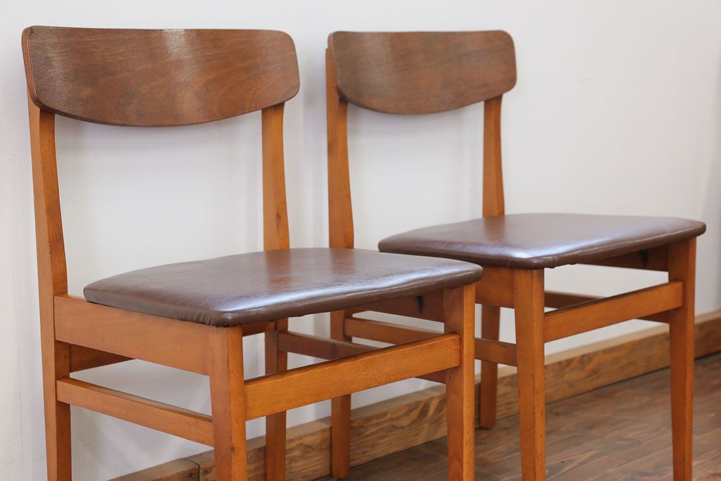 北欧家具 シンプルなデザイン　北欧ビンテージチェア2脚セット(2)(ミッドセンチュリー、椅子、イス)