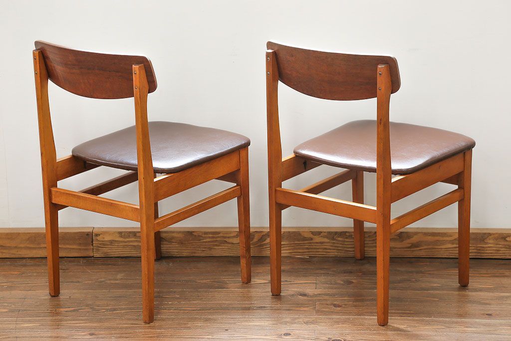 北欧家具 シンプルなデザイン　北欧ビンテージチェア2脚セット(2)(ミッドセンチュリー、椅子、イス)