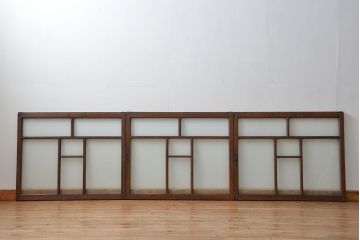 昭和レトロ　シンプルなすりガラス窓3枚セット(ガラス戸・引き戸)