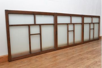 昭和レトロ　シンプルなすりガラス窓3枚セット(ガラス戸・引き戸)