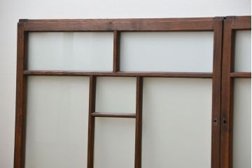 昭和レトロ　シンプルなすりガラス窓3枚セット(ガラス戸・引き戸)