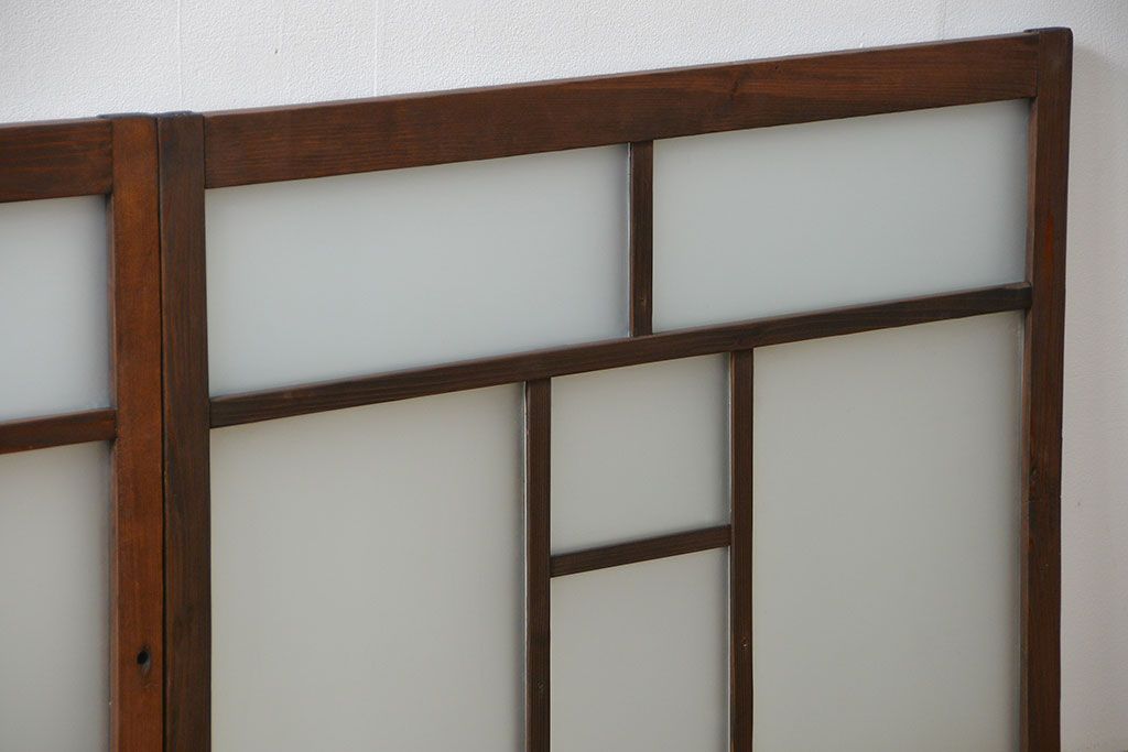 昭和レトロ　シンプルなすりガラス窓3枚セット(ガラス戸・引き戸)