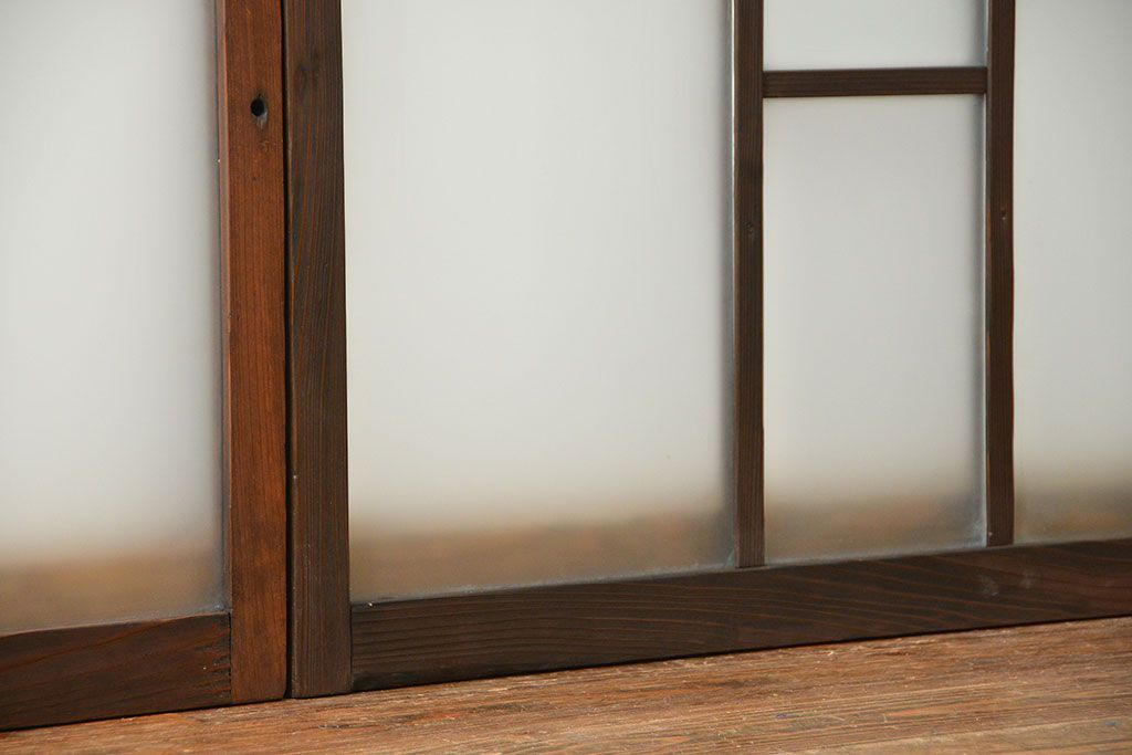 昭和レトロ　シンプルなすりガラス窓3枚セット(ガラス戸・引き戸)