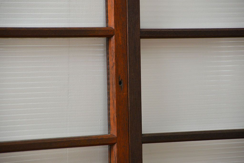 昭和レトロ シンプルなモールガラス引き戸4枚(窓ガラス・建具・ガラス戸)