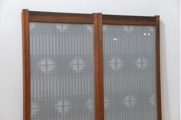 アンティーク 細かな細工の書院戸2枚セット(引き戸、ガラス戸)