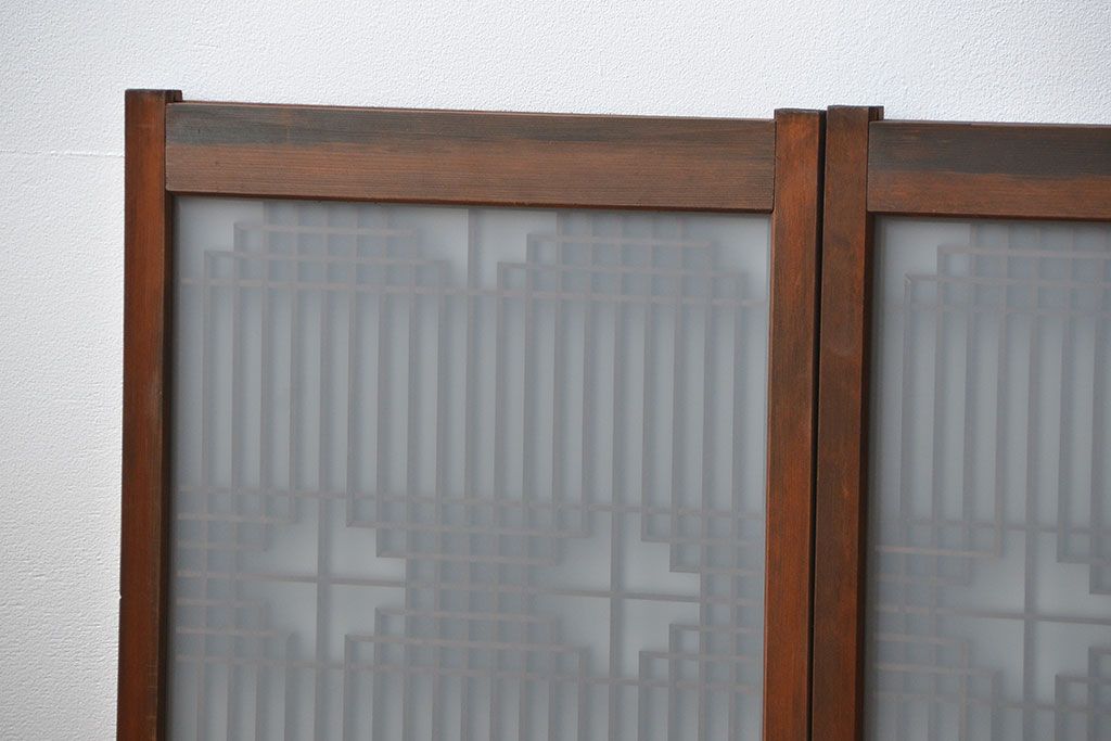 アンティーク 細かな細工の書院戸2枚セット(引き戸、ガラス戸)