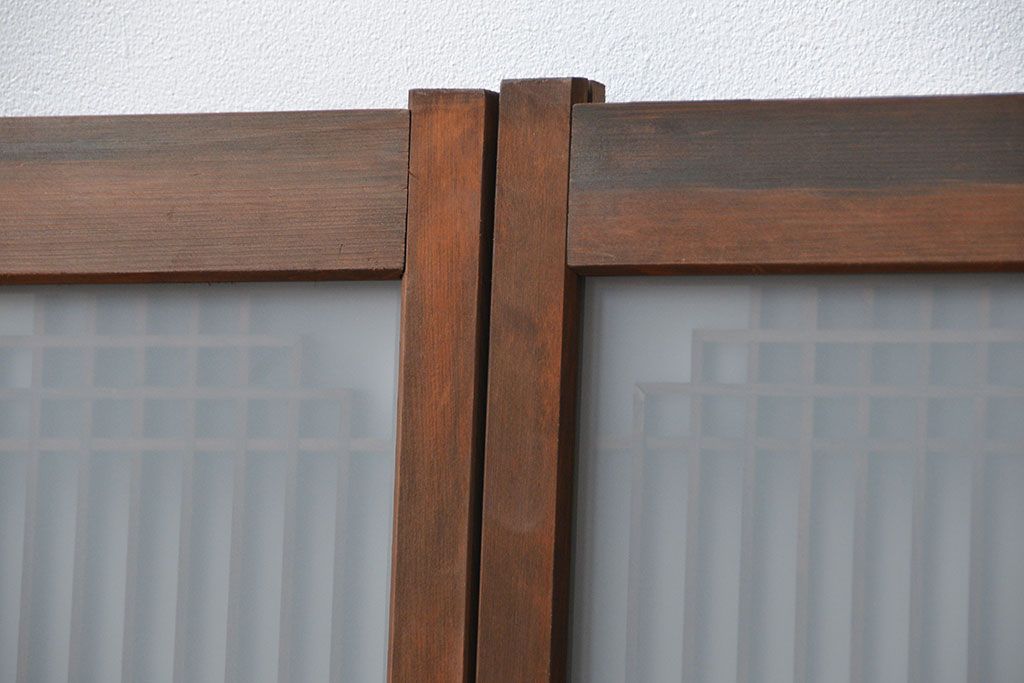 アンティーク 細かな細工の書院戸2枚セット(引き戸、ガラス戸)