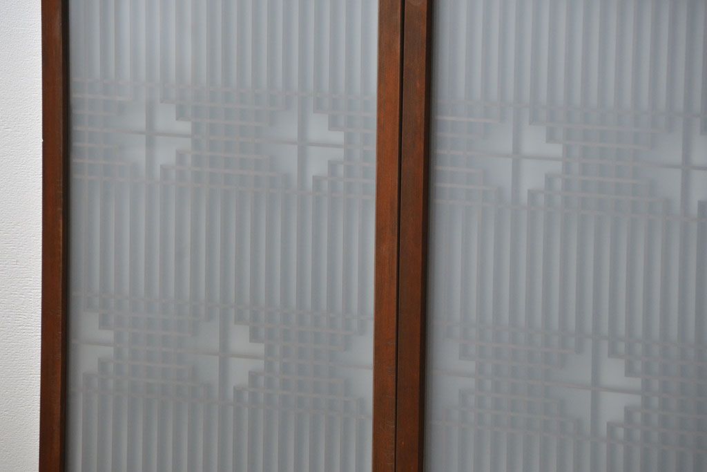 アンティーク 細かな細工の書院戸2枚セット(引き戸、ガラス戸)