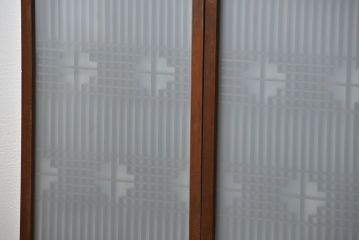 アンティーク 細かな細工の書院戸2枚セット(引き戸、ガラス戸)