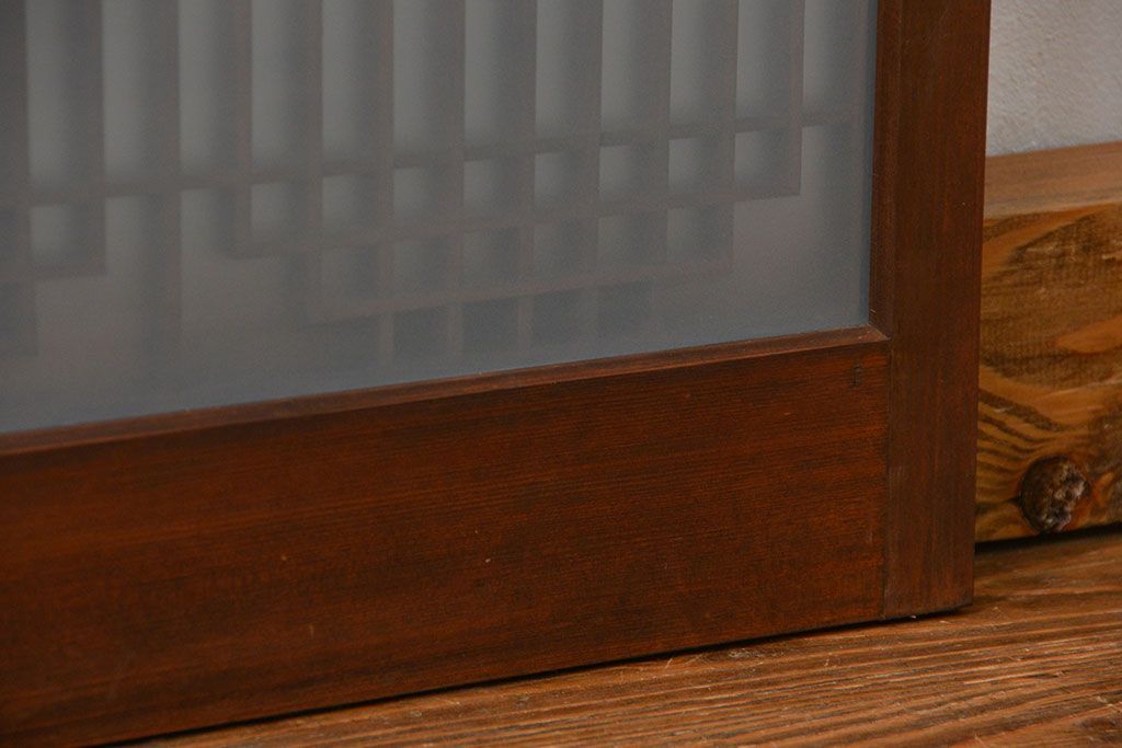 アンティーク 細かな細工の書院戸2枚セット(引き戸、ガラス戸)