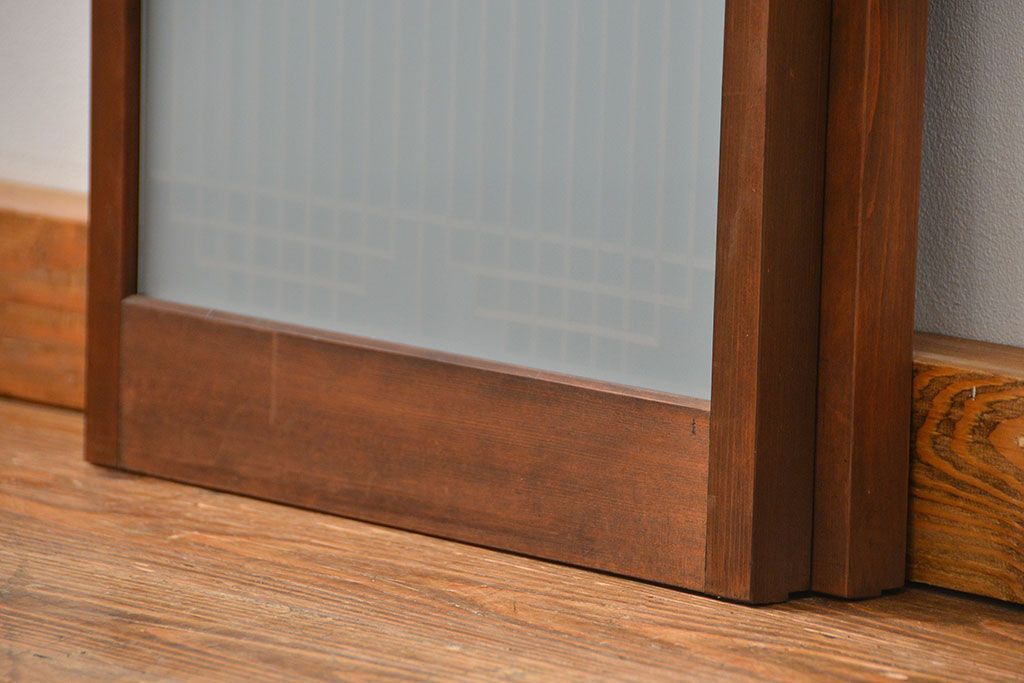 アンティーク 細かな細工の書院戸2枚セット(引き戸、ガラス戸)