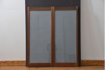 アンティーク 細かな細工の書院戸2枚セット(引き戸、ガラス戸)