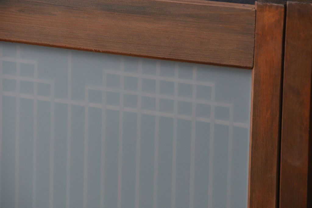 アンティーク 細かな細工の書院戸2枚セット(引き戸、ガラス戸)