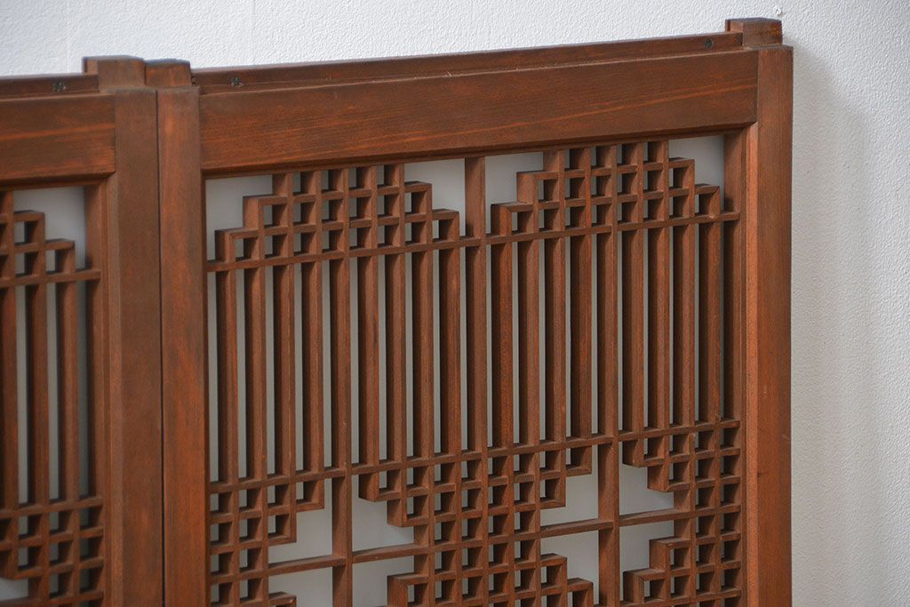 アンティーク 細かな細工の書院戸2枚セット(引き戸、ガラス戸)