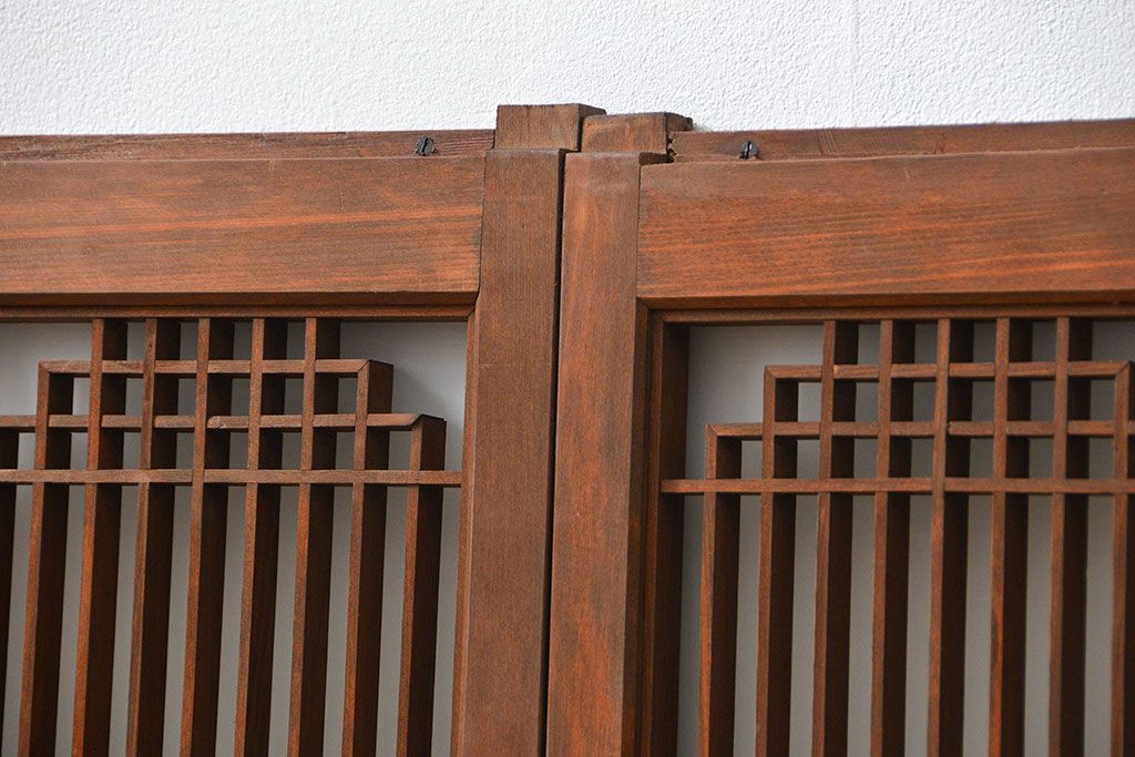 アンティーク 細かな細工の書院戸2枚セット(引き戸、ガラス戸)