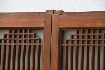 アンティーク 細かな細工の書院戸2枚セット(引き戸、ガラス戸)