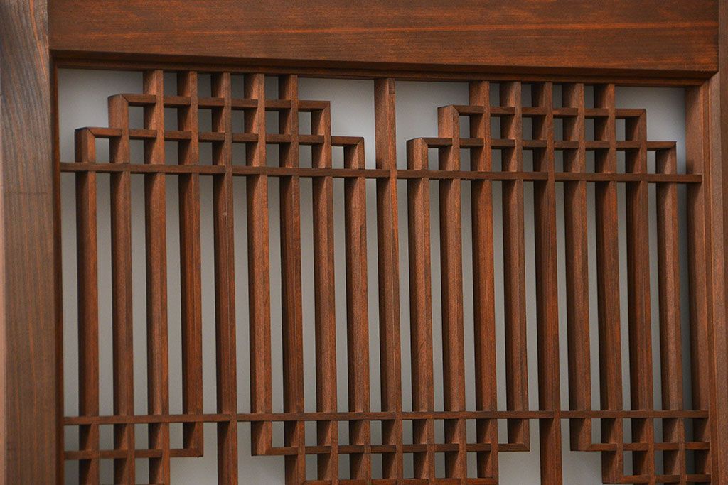 アンティーク 細かな細工の書院戸2枚セット(引き戸、ガラス戸)