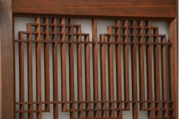 アンティーク 細かな細工の書院戸2枚セット(引き戸、ガラス戸)