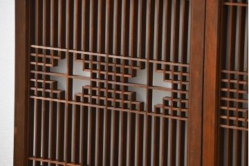 アンティーク 細かな細工の書院戸2枚セット(引き戸、ガラス戸)