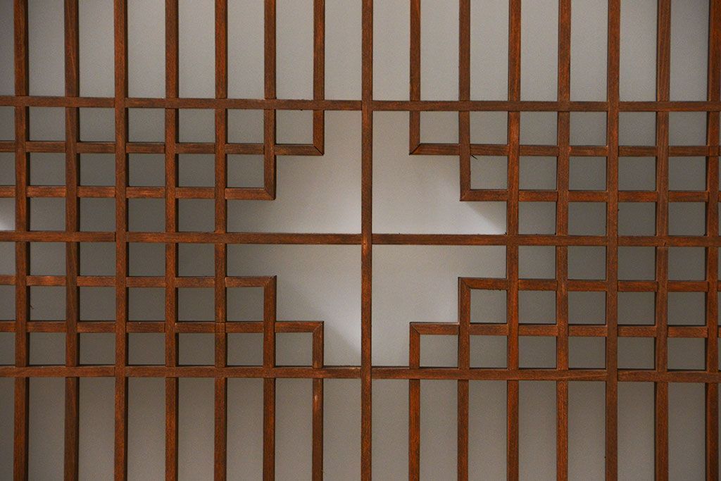 アンティーク 細かな細工の書院戸2枚セット(引き戸、ガラス戸)