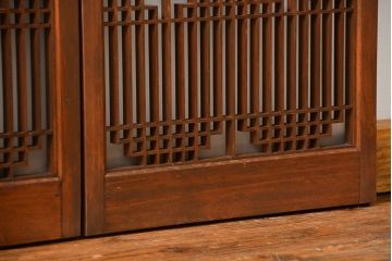 アンティーク 細かな細工の書院戸2枚セット(引き戸、ガラス戸)