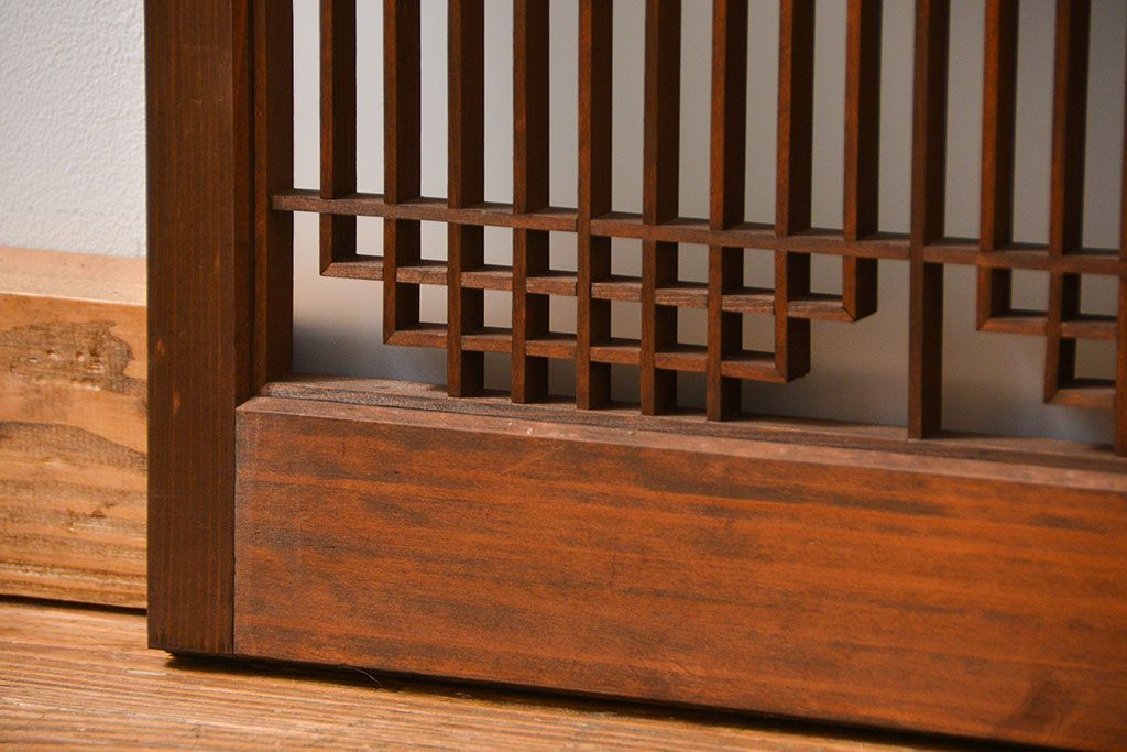 アンティーク 細かな細工の書院戸2枚セット(引き戸、ガラス戸)