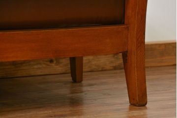 レトロ家具　アンティーク 1960年代　珍しいデザインのレトロで重厚なナラ材3Pソファ