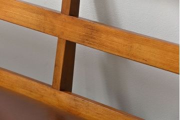 レトロ家具　アンティーク 1960年代　珍しいデザインのレトロで重厚なナラ材3Pソファ