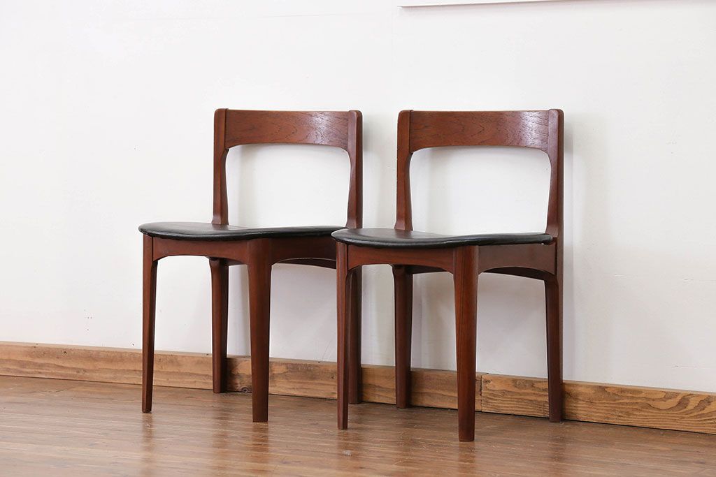 北欧家具 チーク材 ミッドセンチュリー 北欧ビンテージ ダイニングチェア 2脚セット(1) (椅子、イス)