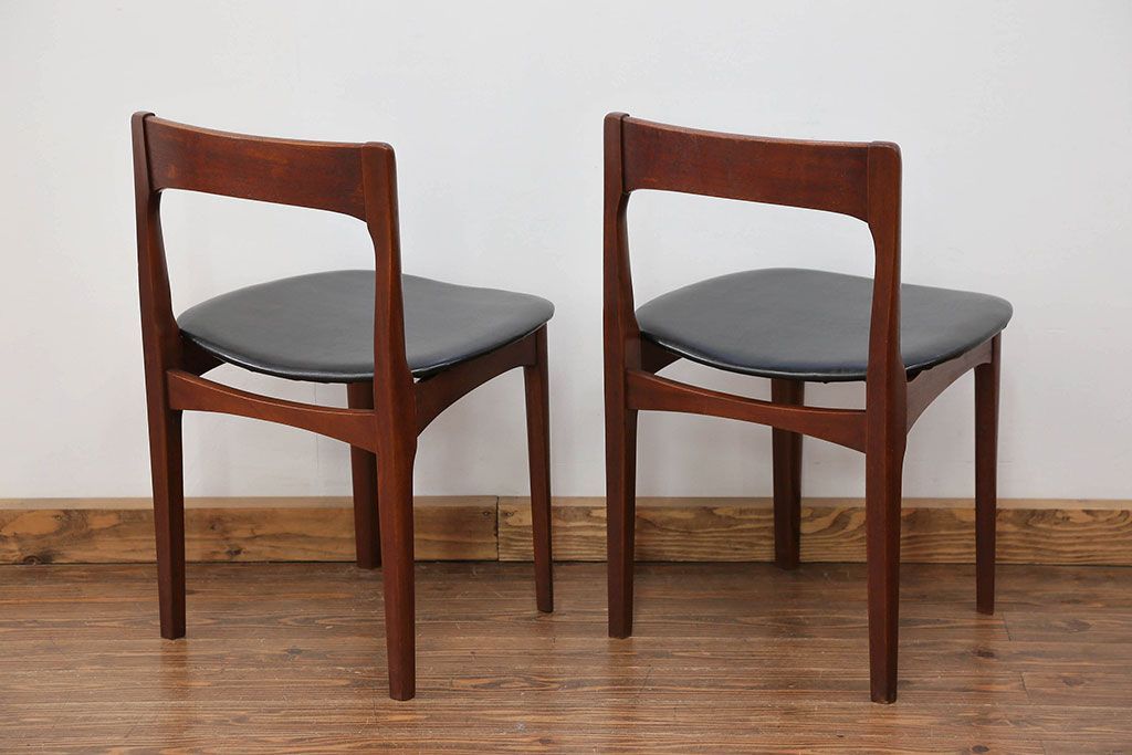 北欧家具 チーク材 ミッドセンチュリー 北欧ビンテージ ダイニングチェア 2脚セット(1) (椅子、イス)