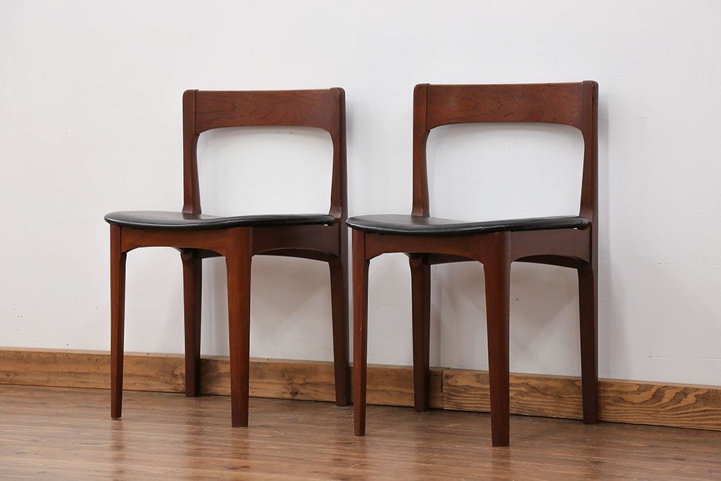 北欧家具 チーク材 ミッドセンチュリー 北欧ビンテージ ダイニングチェア 2脚セット(2) (椅子、イス)