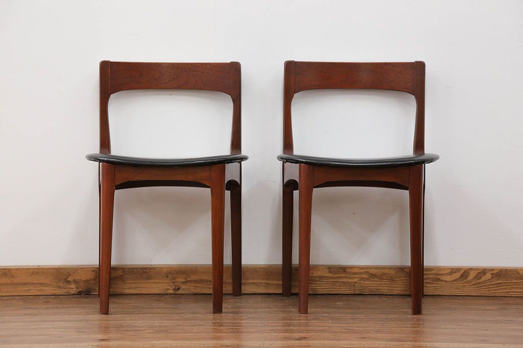 北欧家具 チーク材 ミッドセンチュリー 北欧ビンテージ ダイニングチェア 2脚セット(2) (椅子、イス)