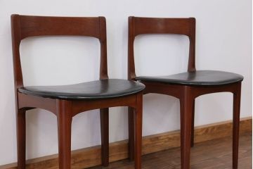 北欧家具 チーク材 ミッドセンチュリー 北欧ビンテージ ダイニングチェア 2脚セット(2) (椅子、イス)