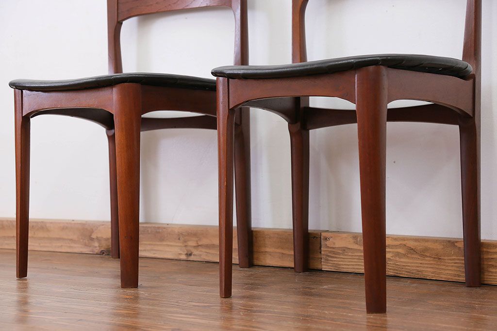 北欧家具 チーク材 ミッドセンチュリー 北欧ビンテージ ダイニングチェア 2脚セット(2) (椅子、イス)