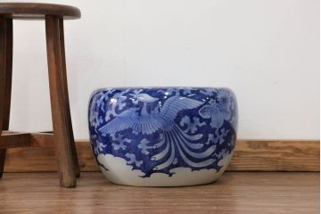 アンティーク雑貨　古民具・骨董 明治〜大正 鳳凰の図 瀬戸火鉢