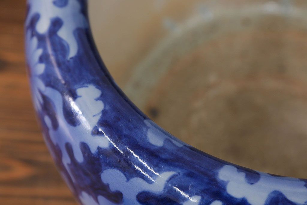 アンティーク雑貨　古民具・骨董 明治〜大正 鳳凰の図 瀬戸火鉢