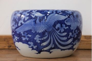 アンティーク雑貨　古民具・骨董 明治〜大正 鳳凰の図 瀬戸火鉢