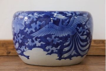 アンティーク雑貨　古民具・骨董 明治〜大正 鳳凰の図 瀬戸火鉢