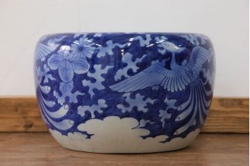 アンティーク雑貨　古民具・骨董 明治〜大正 鳳凰の図 瀬戸火鉢
