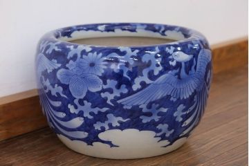 アンティーク雑貨　古民具・骨董 明治〜大正 鳳凰の図 瀬戸火鉢