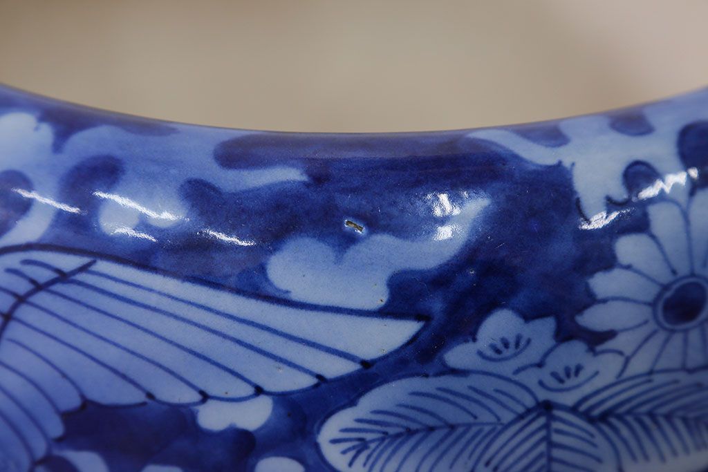 アンティーク雑貨　古民具・骨董 明治〜大正 鳳凰の図 瀬戸火鉢