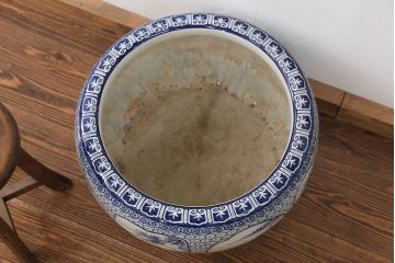 アンティーク雑貨　古民具・骨董 大振り!窓絵山水図 瀬戸火鉢